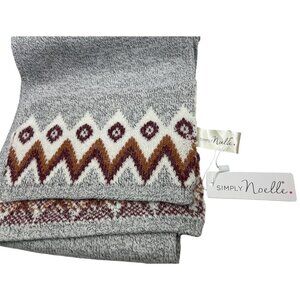 Simply Noelle Hit The Slope Knit Scarf With Chevron Design Gray & Burgundy 39o